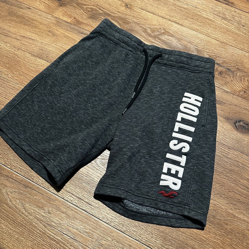 Hollister Dark Grey Heather Logo Fleece Sweat Shorts Mens Small